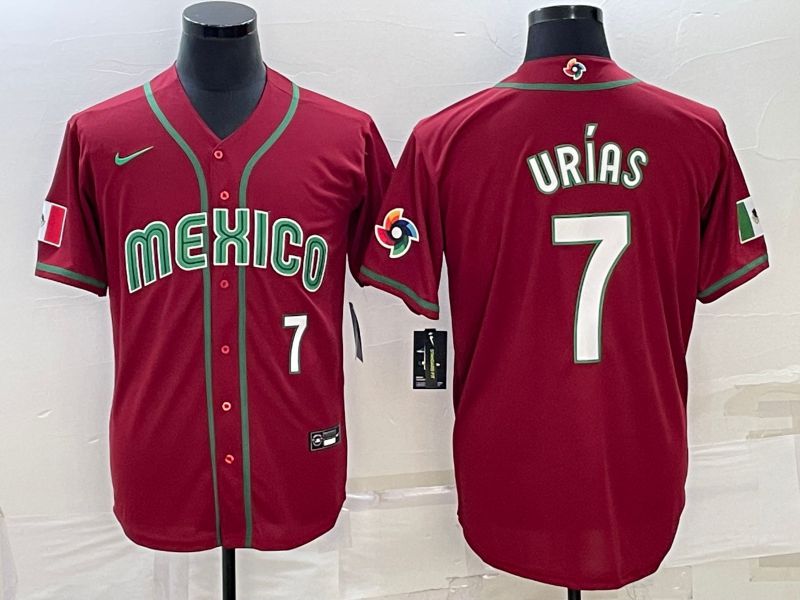 Men 2023 World Cub Mexico #7 Urias Red Nike MLB Jersey16->more jerseys->MLB Jersey